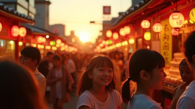 活気ある港のイベントを映したプロモーション動画のサムネイル。地元の人が楽しそうに交流し、カラフルな屋台が並ぶ様子。