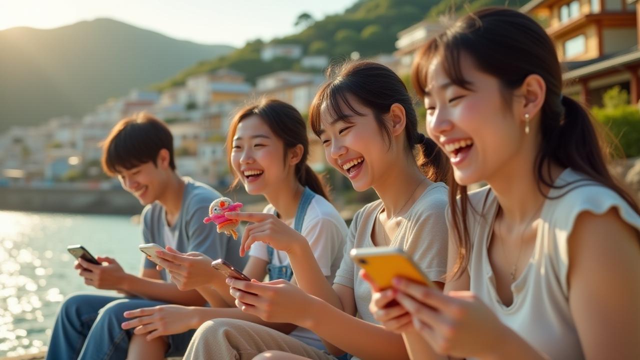 パールウェーブスが制作したSNS向けプロモーション動画のハイライト。人々が笑顔で海岸線を歩き、地元の祭りが賑わう様子が映し出され、明るく活気ある雰囲気。