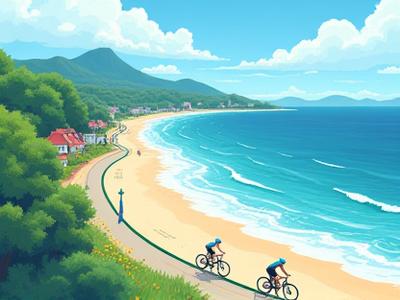 湘南エリアのサイクリングロードイラストマップ