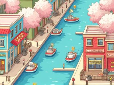 横浜港周辺のカフェ巡りイラストマップ